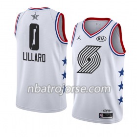 Män Portland Trail Blazers Tröja Damian Lillard 0 2019 All-Star Jordan Brand Vit Swingman